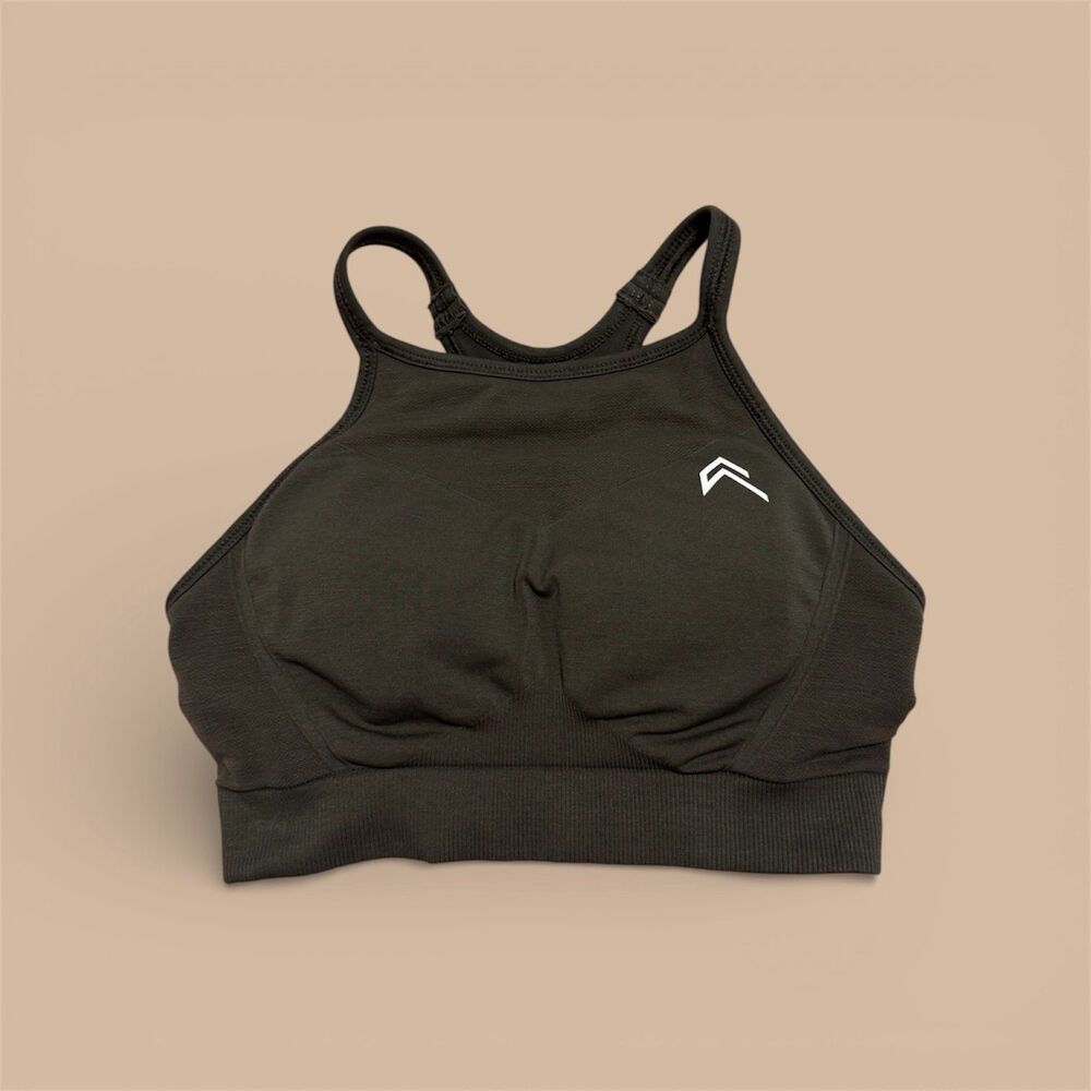 Oner Active Effortless Seamless High Neck Bralette 70% Cocoa - XS - EUC